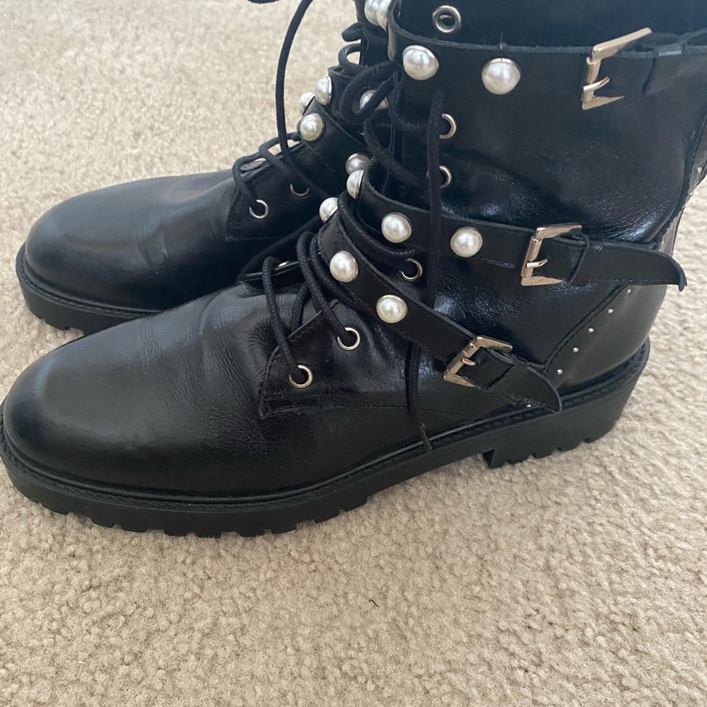 Zara Pearl Combat Boots